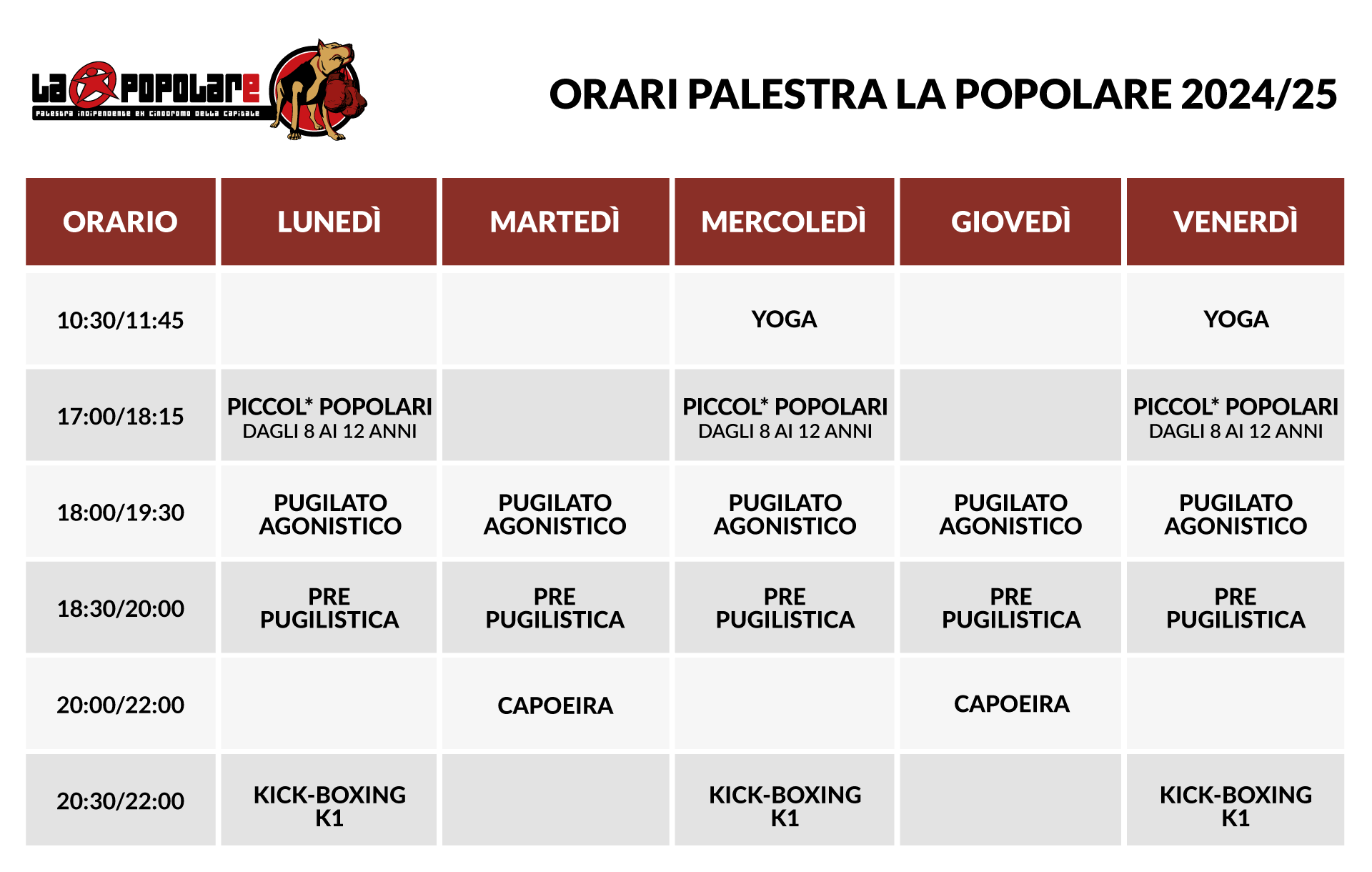 Orari Palestra La Popolare